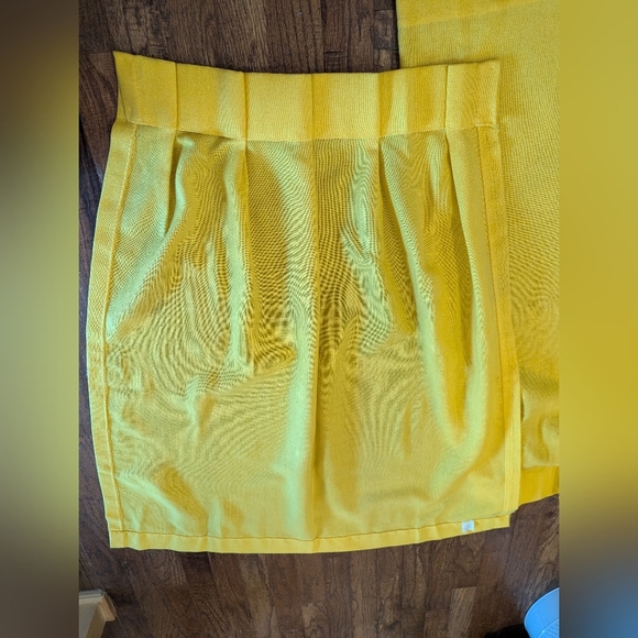 Vintage MCM 60s Pinch Pleat Drapes Curtains Pair 45” Lx 42”W Lemon Yellow - Picture 8 of 13